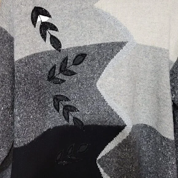 Erika II Collection Womens 2X Black Gray Long Sleeve Top Sweater Angora Blend - Picture 4 of 10